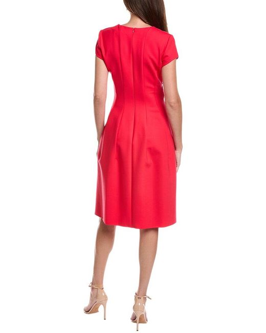 Oscar de la Renta Red Twisted Front Midi Dress