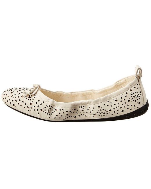 Tod's White Gommino Studded Leather Ballerina Flat