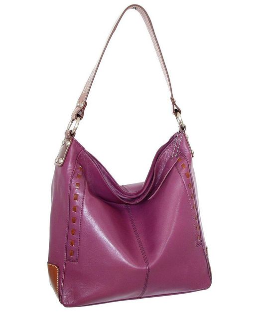 Nino Bossi Purple Alyssa Genuine Leather Hobo Bag