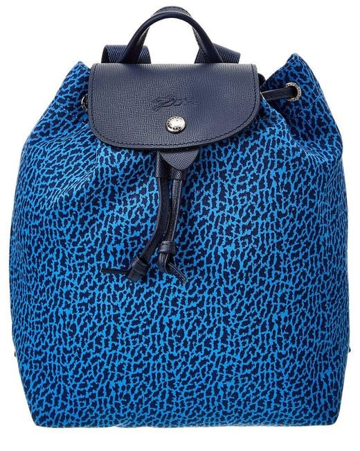 Longchamp Blue Le Pliage Nylon & Leather Backpack