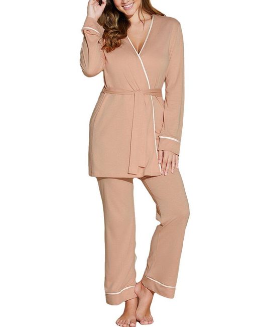 Cosabella Bella Curvy Racer Cami Pant Robe Set in Natural Lyst UK