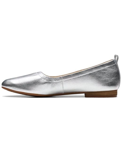 Clarks White Fawna Soft Leather Ballet Flat