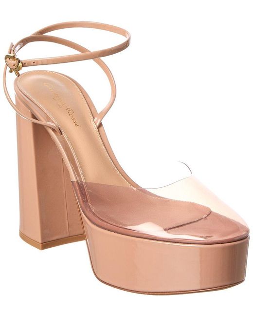 Gianvito Rossi Natural Dua 70 Patent & Vinyl Platform Pump