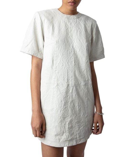 Zadig & Voltaire Gray Riddy Leather Froisse Dress