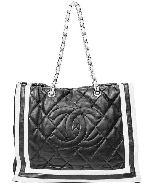 Chanel Black Quilted Lambskin Leather Large Cc Chain Tote (Authentic Pre-Owned)