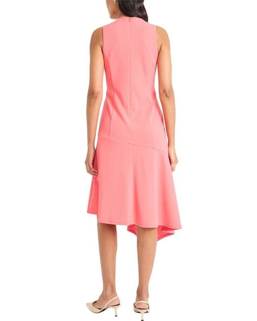 Maggy London Pink Scuba Crepe Sleeveless Midi Dress
