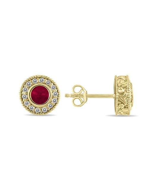 Gem Spark Multicolor 14k 0.76 Ct. Tw. Diamond & Ruby Earrings