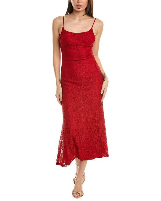 Bardot Red Ruby Lace Midi Dress
