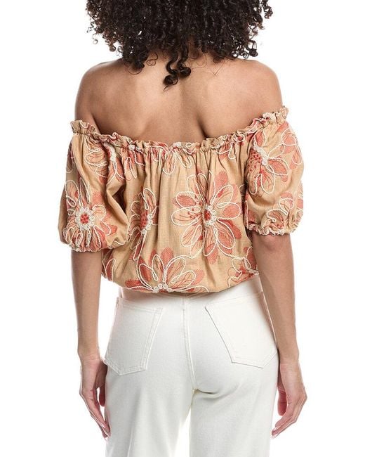 Ramy Brook Orange Lana Linen-Blend Top