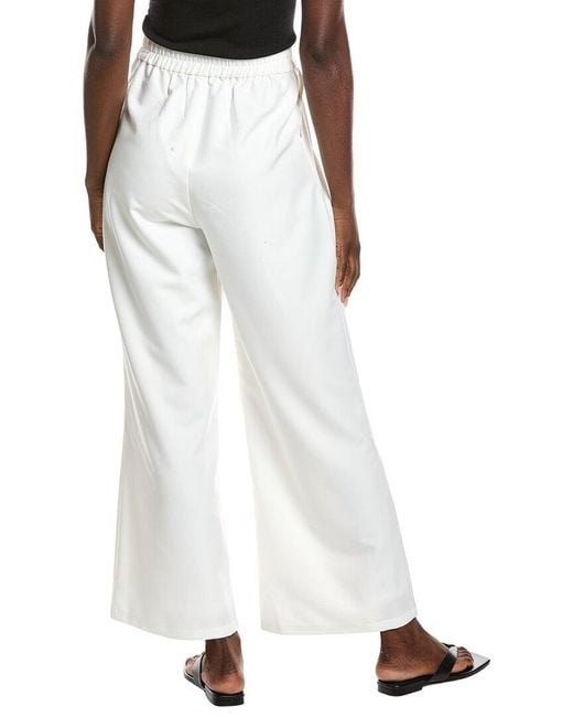 Gracia White High Waist Wide Leg Dress Pant