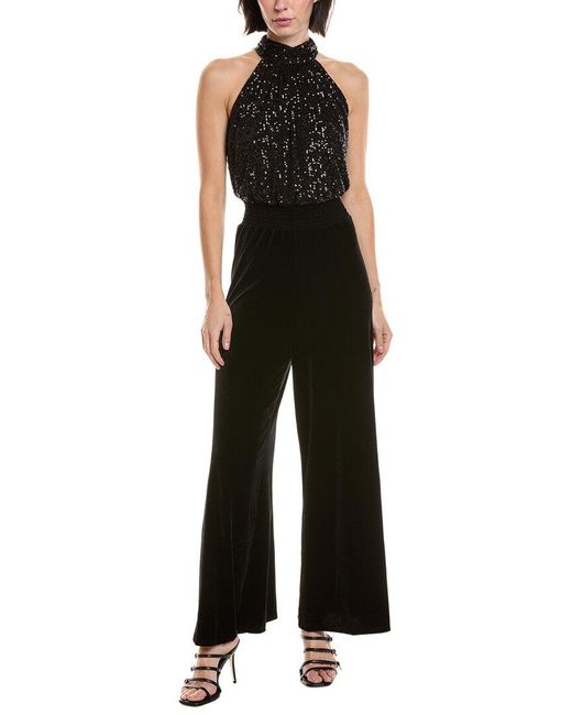 Vince Camuto Black Sequin Velvet Jumpsuit