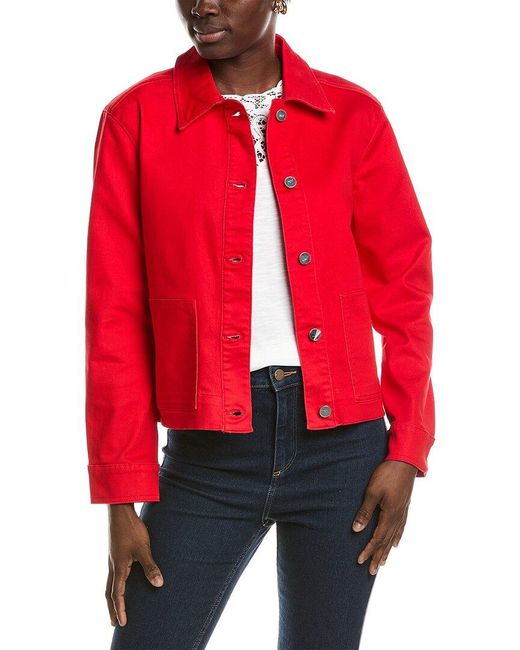 Jones New York Red Patch Pocket Denim Jacket
