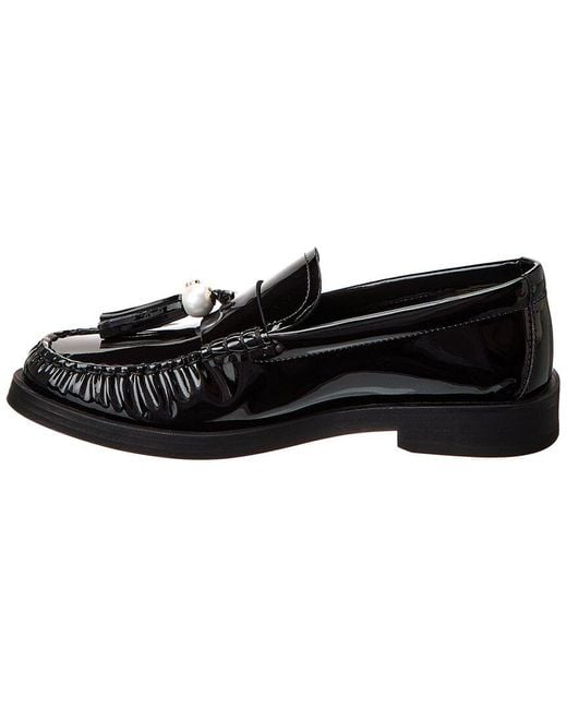 Jimmy Choo Black Addie Pearl Patent Loafer