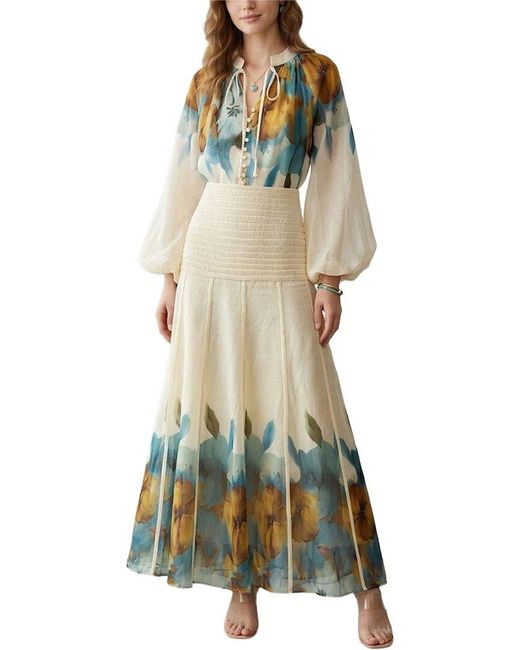 Amanda Royal Green 2Pc Blouse & Skirt Set