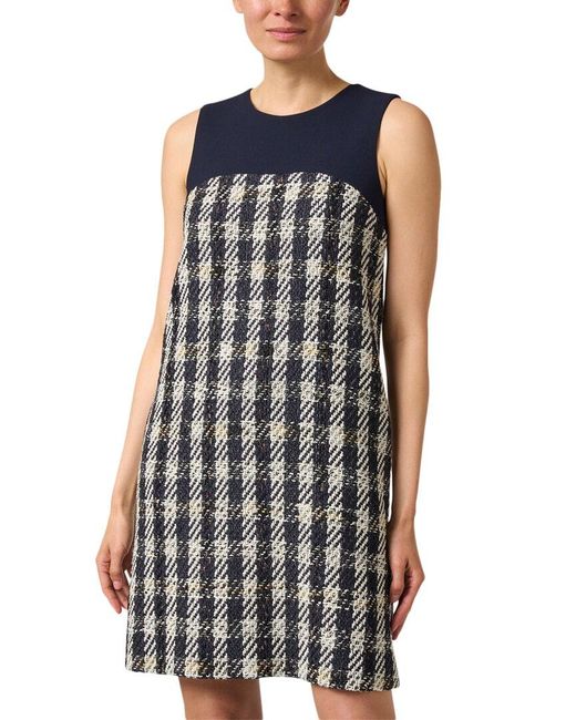 Paule Ka Blue Tweed Wool-blend Shift Dress