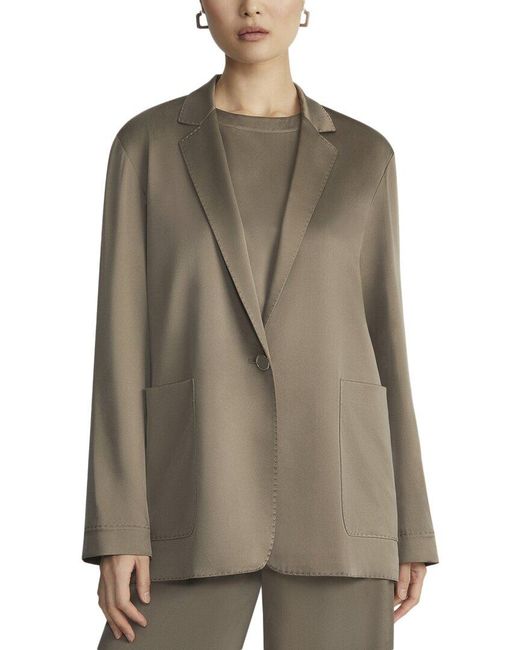 Lafayette 148 New York Gray Plus Silk Blazer