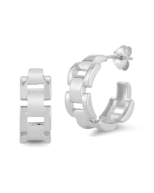 Chloe and Madison White Silver Link Hoops