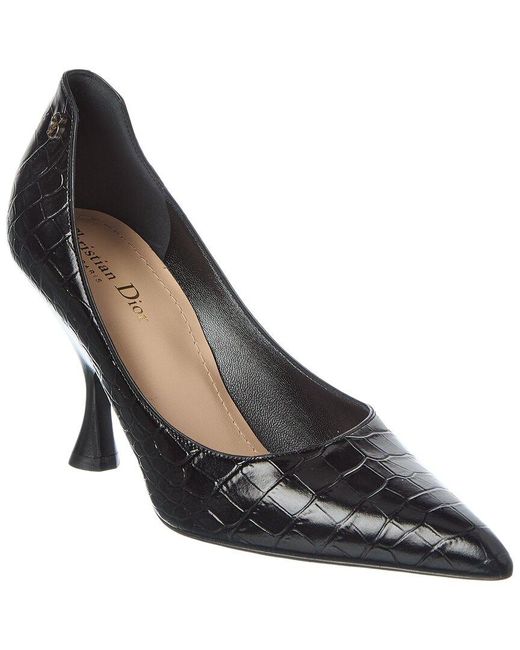 Dior Black Century Croc-Embossed Leather Pump