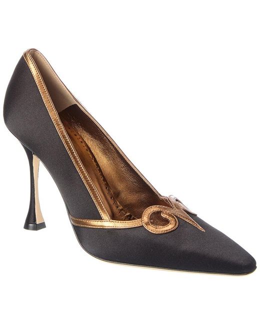 Manolo Blahnik Black Satin Pump