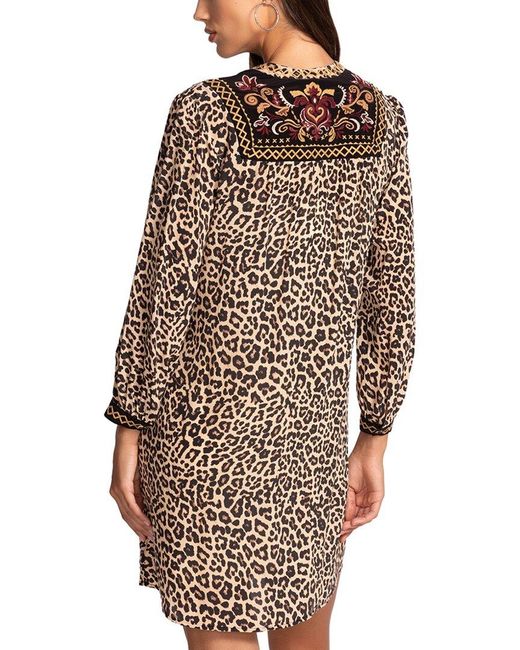 Johnny Was Brown Deidre Silk Dress