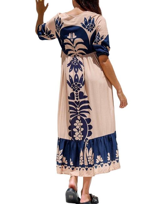 AMINA GLAM Blue Midi Dress