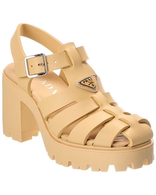 Prada Natural Triangle Logo Ethyl Vinyl Sandal