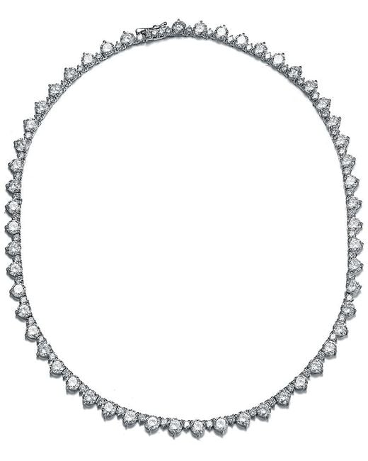 Genevive Jewelry Metallic Silver Cz Necklace