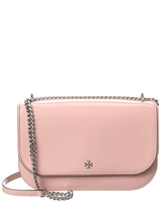 Tory Burch Pink Emerson Patent E/W Flap Adjustable Leather Shoulder Bag