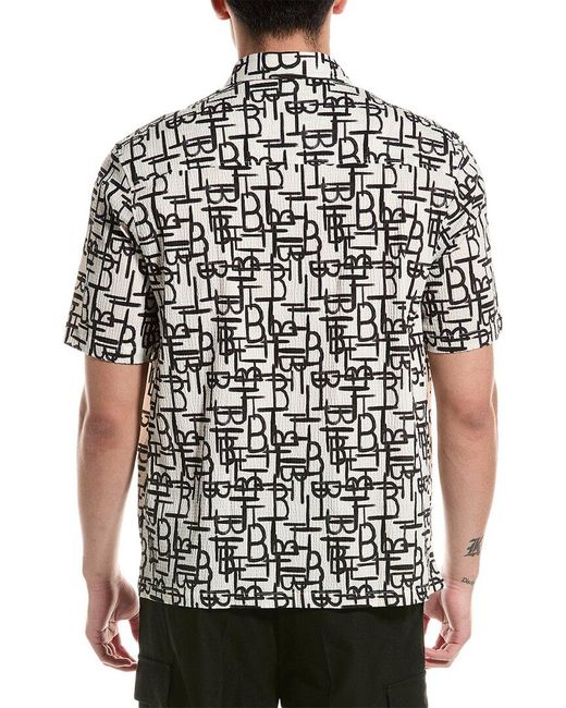 Ted Baker Black Caird Seersucker Geo Printed Shirt for men
