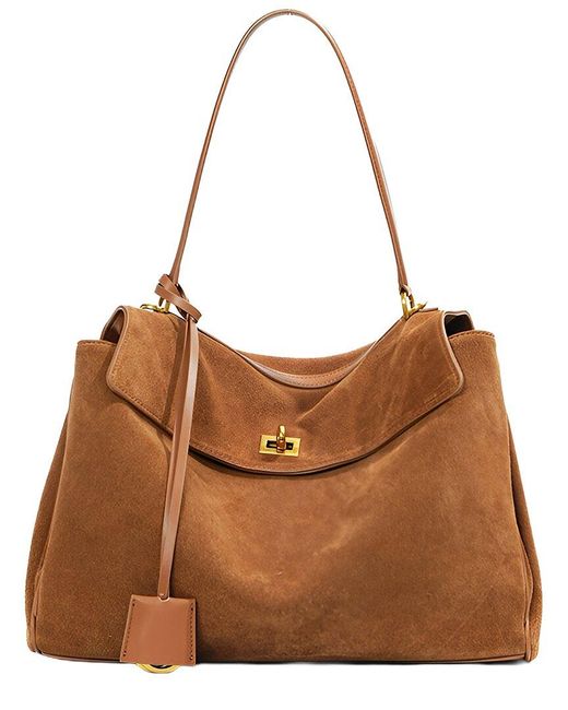 Ariele Tesoro Brown Suede Satchel