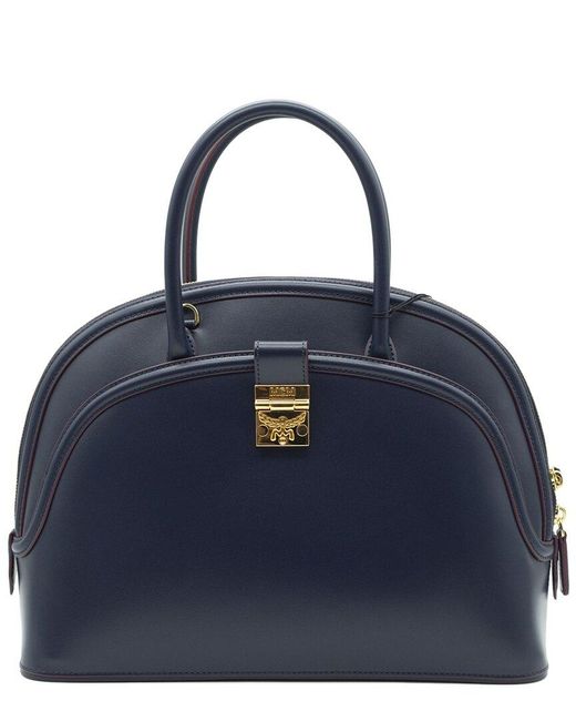 MCM Anna Large Leather Tote in Black (Blue) | Lyst