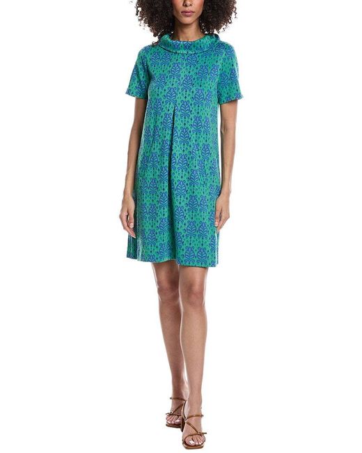 tyler boe Blue Kristen Inverted Pleat Jacquard Mini Dress