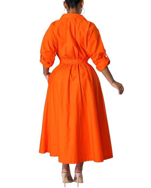 Emma way Orange Midi Dress