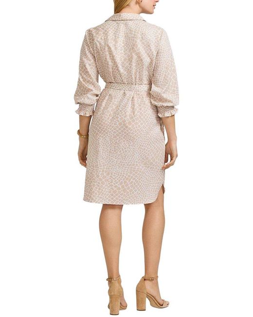 Foxcroft Natural Abby Giraffe Linen-Blend Shirtdress