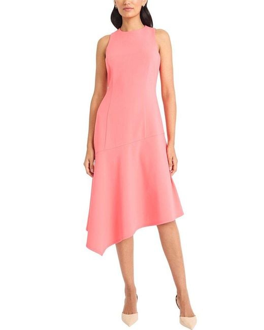Maggy London Pink Scuba Crepe Sleeveless Midi Dress
