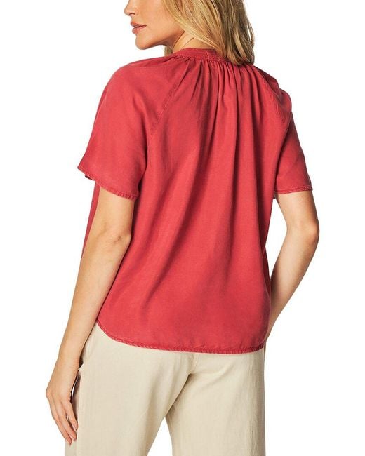 Bella Dahl Red Flowy Short Sleeve Pullover