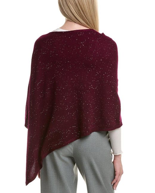 Sofiacashmere Purple Sofiacashmere Reverse Jersey Sequin Wool & Cashmere-Blend Poncho
