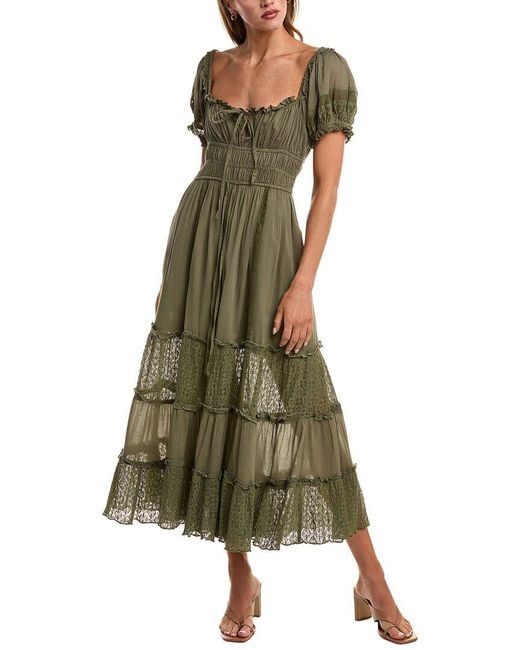 Free People Green Falling Sun Midi Dress