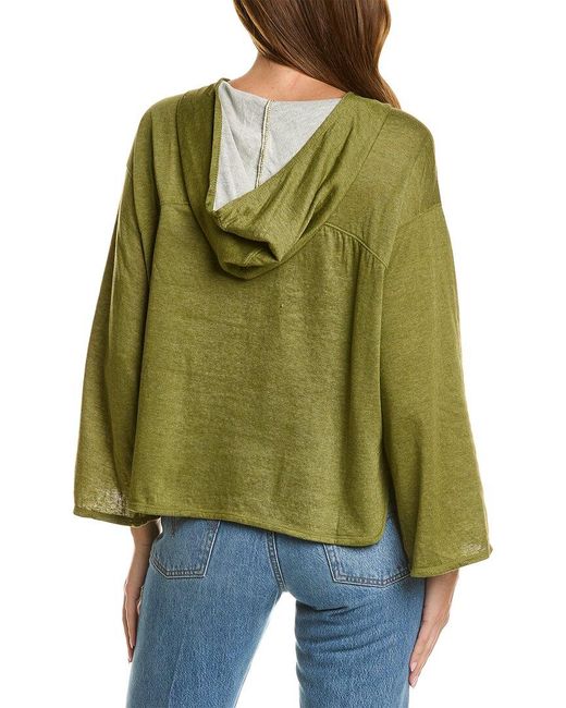 Max Studio Green Long Bubble Sleeve Pullover