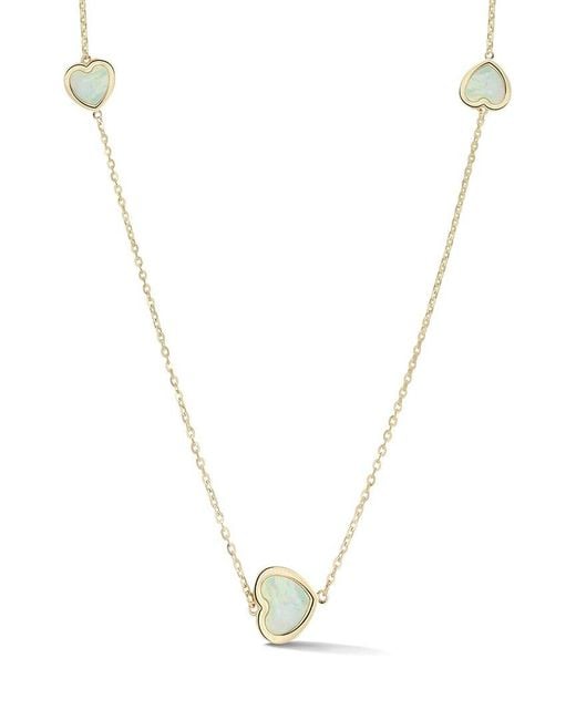Ember Fine Jewelry Metallic 14K Pearl Heart Station Necklace