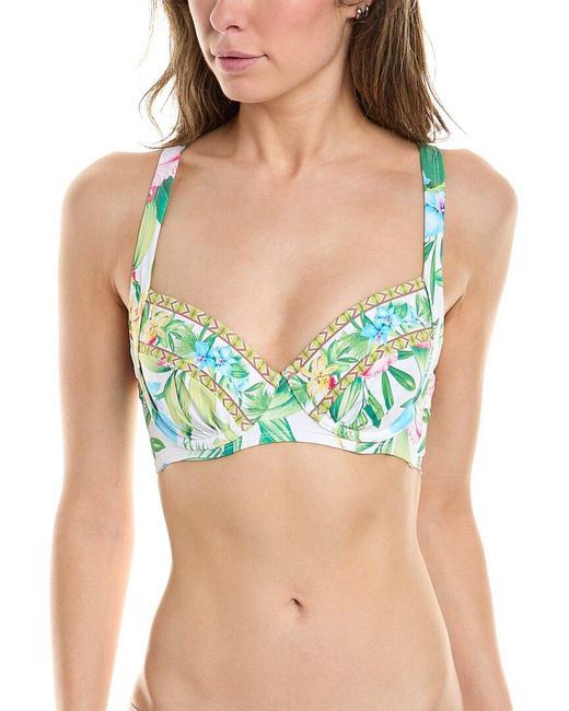 Tommy Bahama Green Orchid Garden Underwire Cross Back Bikini Top