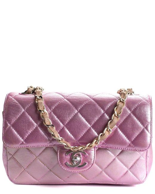 Chanel Purple Quilted Leather Pearlescent Single Flap Bag (Authentic Pre-Owned)