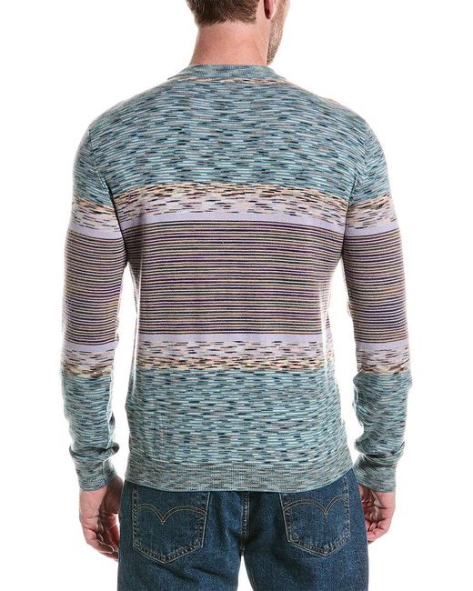 M Missoni Blue Wool Crewneck Sweater for men