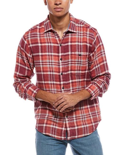 Tommy Bahama Red Double Duty Check Flannel Shirt for men
