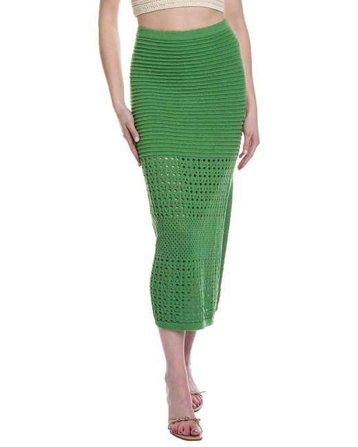 LOST AND WANDER Green Olivia Midi Skirt