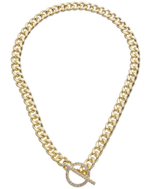 Juvell Metallic 18k Plated Cz Link Toggle Necklace