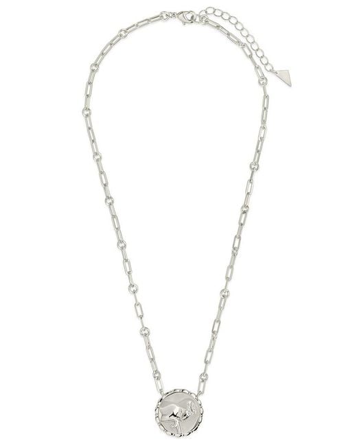 Sterling Forever White Rhodium Plated Cz Bold Link Taurus Zodiac Necklace