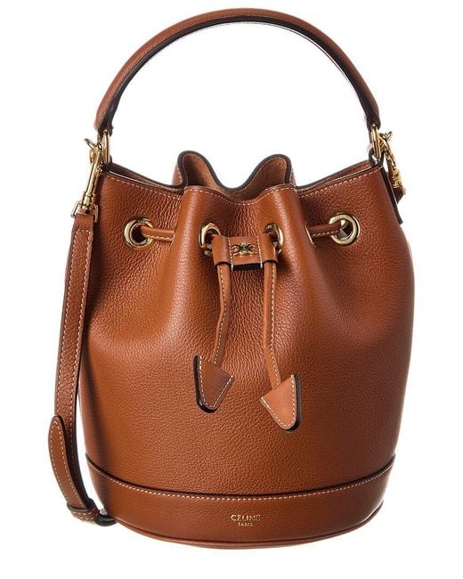 Céline Brown Teen Clara Leather Bucket Bag