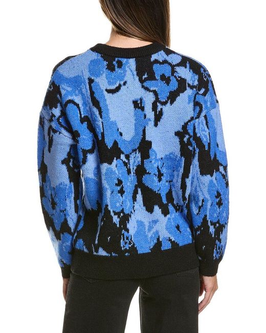 Ichi Blue Povoke Wool-Blend Knit Sweater