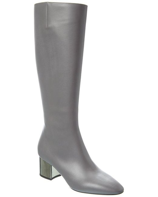 Michael Kors Gray Ali Runway Leather Knee-High Boot